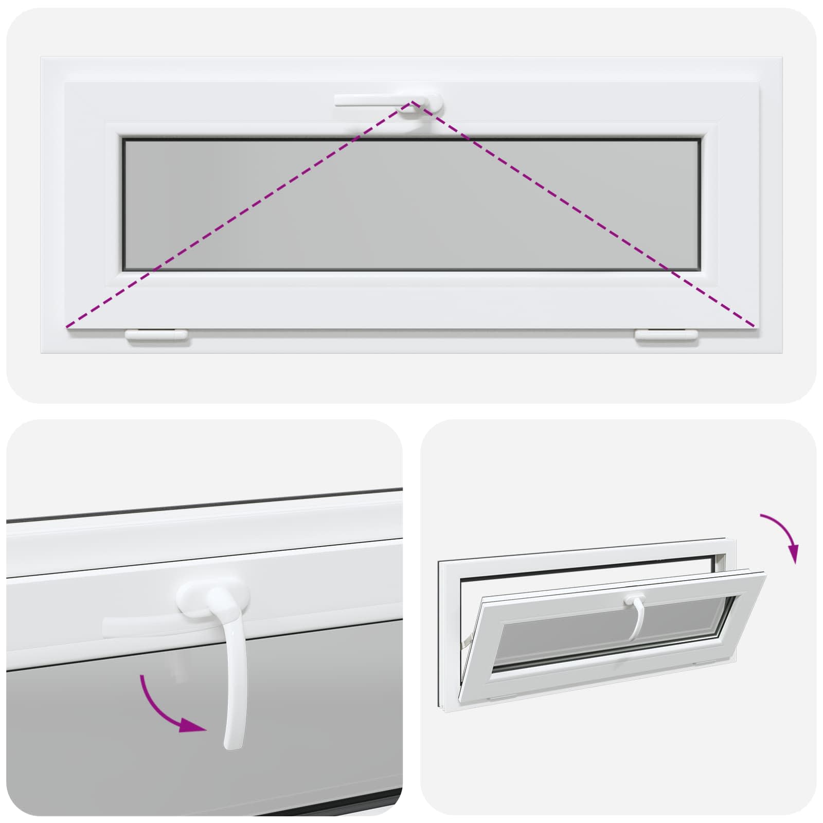 Παράθυρο Κάτω Στρώματος RISOR 110 x 40 cm PVC και Γυαλί Ανθρακί - Pakobazaar