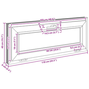 Παράθυρο Κάτω Στρώματος RISOR 110 x 40 cm PVC και Γυαλί Ανθρακί - Pakobazaar