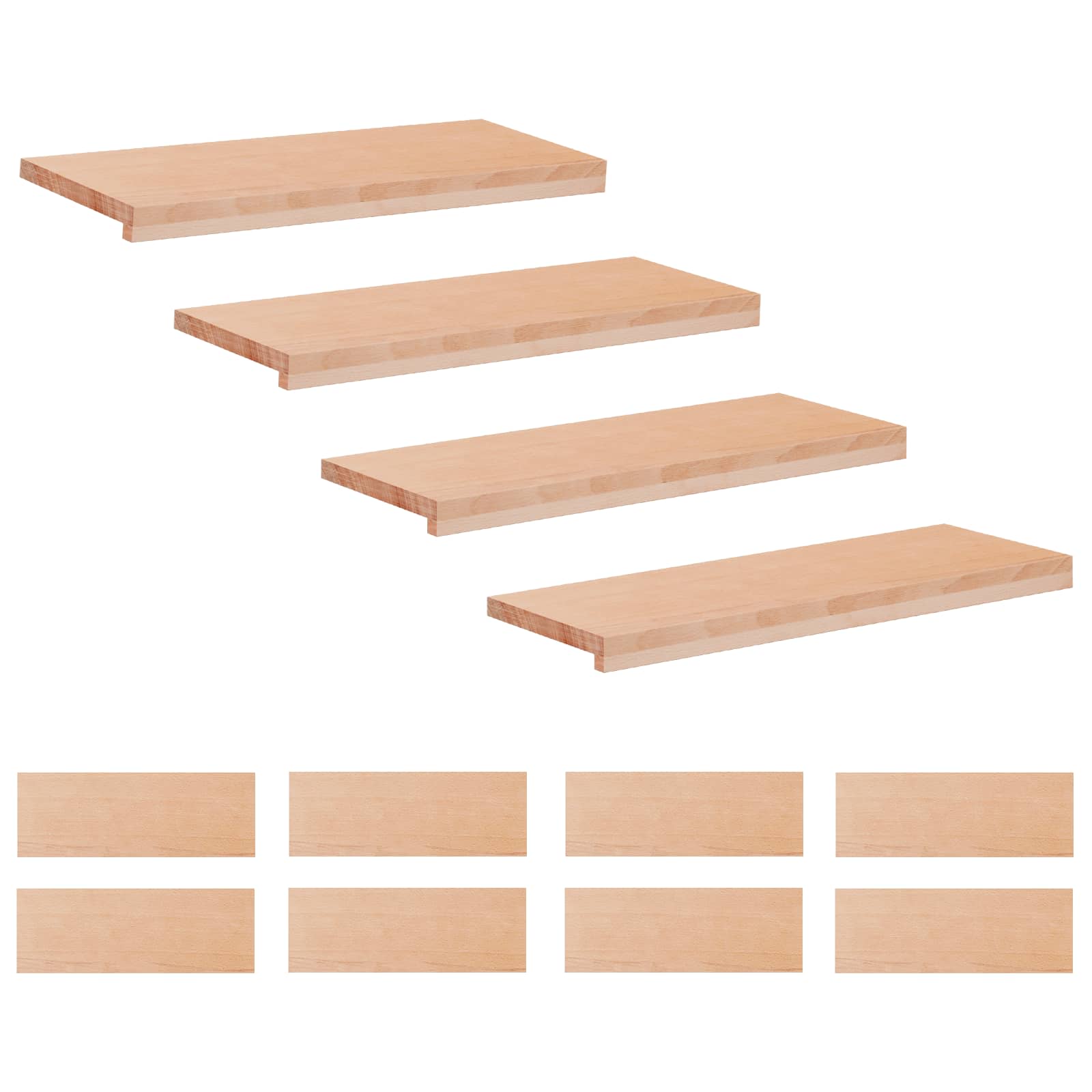 Σκαλοπάτια 12 τεμ. 80 x 25 x 2 cm Φυσικό Στερεό ξύλο οξιάς - Pakobazaar