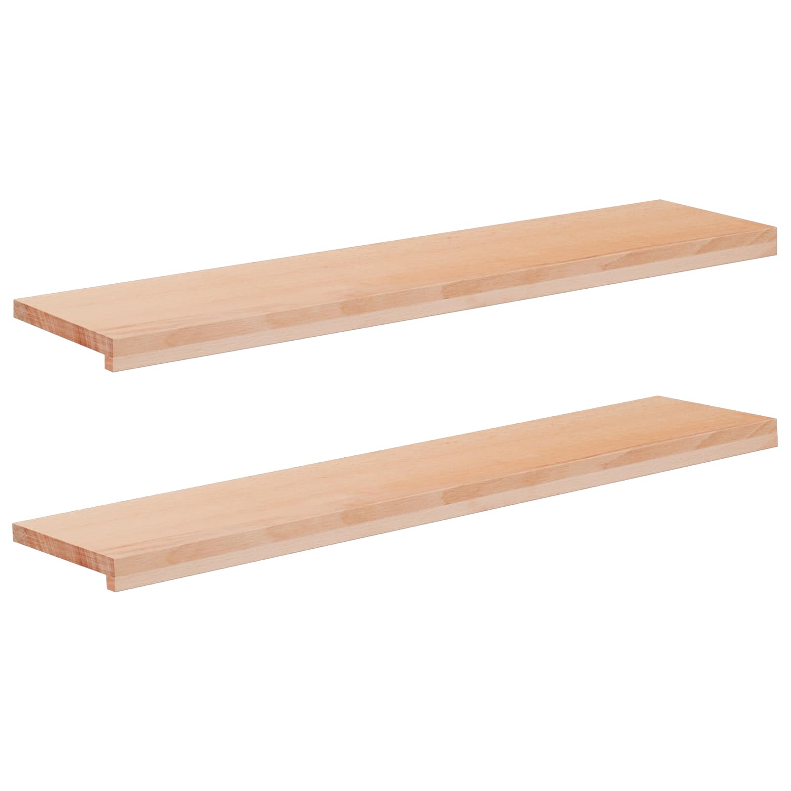 Παράθυρα 2 τμχ. Φυσικό 110 x 30 x 2 cm Στερεό ξύλο οξιάς - Pakobazaar