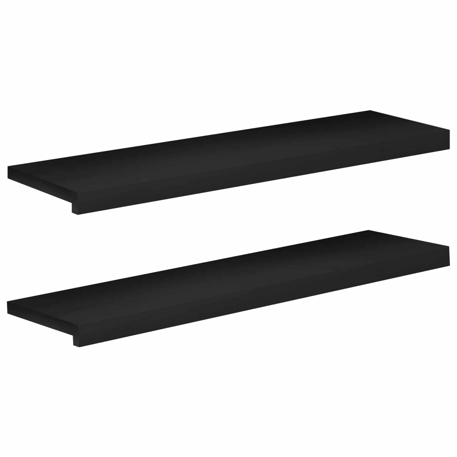 Παράθυρα 2 τμχ. Μαύρο 90 x 30 x 2 cm Στερεό ξύλο οξιάς