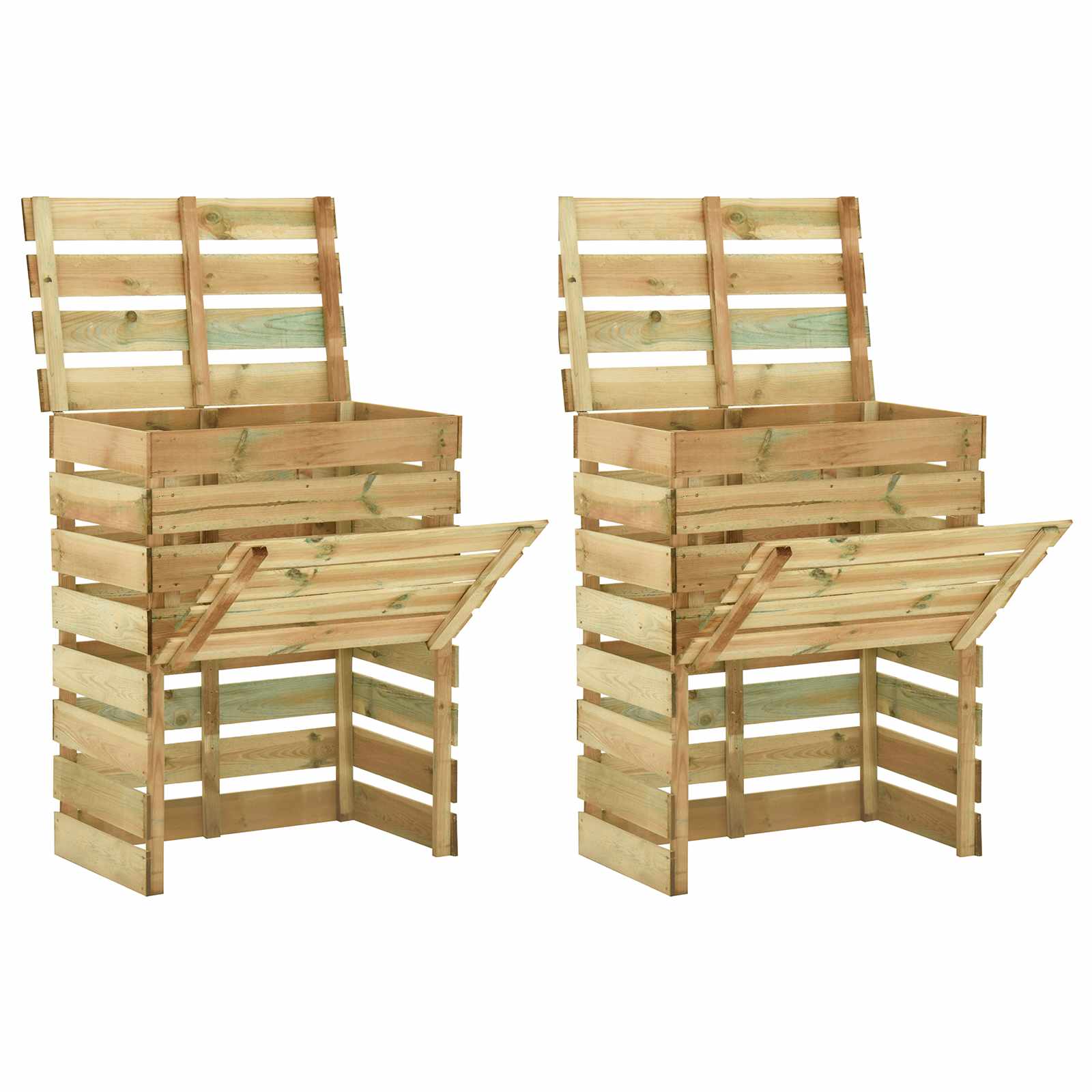 Σχάρωμα Κήπου 2 pcs Πράσινο 110 x 58 x 113 εκ Μασίφ Ξύλο Πεύκου - Pakobazaar