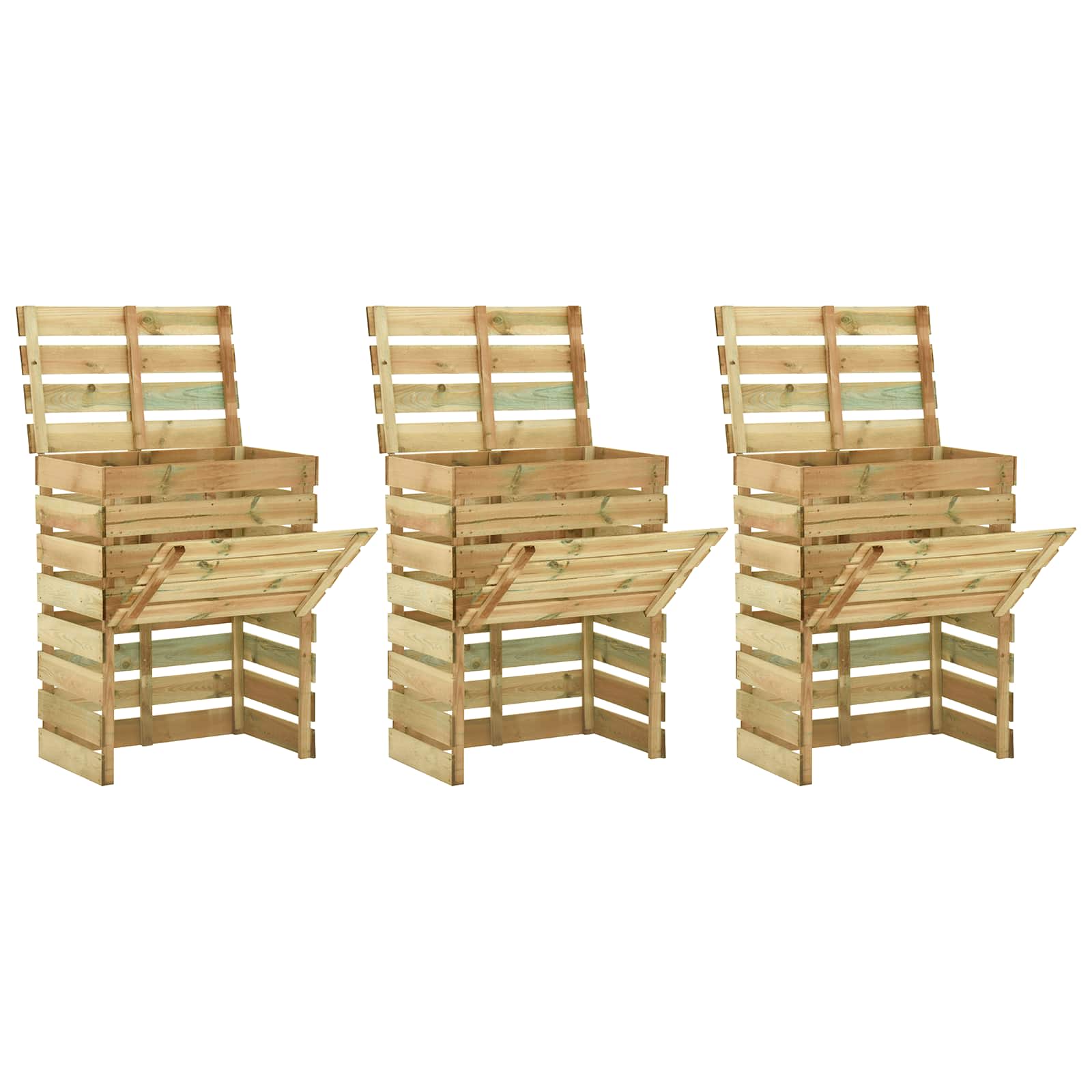 Σχάρωμα Κήπου 3 pcs Πράσινο 110 x 58 x 113 εκ Μασίφ Ξύλο Πεύκου - Pakobazaar