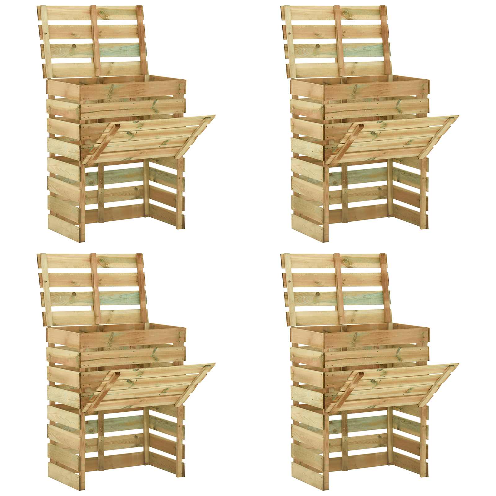 Σχάρωμα Κήπου 4 pcs Πράσινο 110 x 58 x 113 εκ Μασίφ Ξύλο Πεύκου