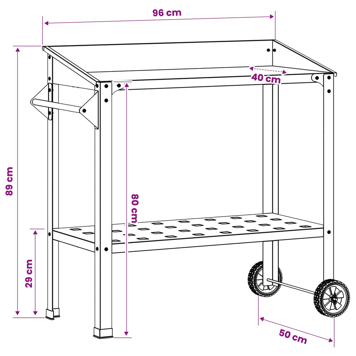 Τραπέζι Φυτεύσεων με Ρόδες 96 x 50 x 89 εκ. - Pakobazaar