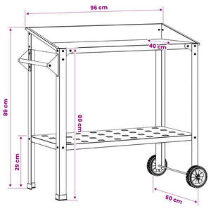 Τραπέζι Φυτεύσεων με Ρόδες 96 x 50 x 89 εκ. - Pakobazaar