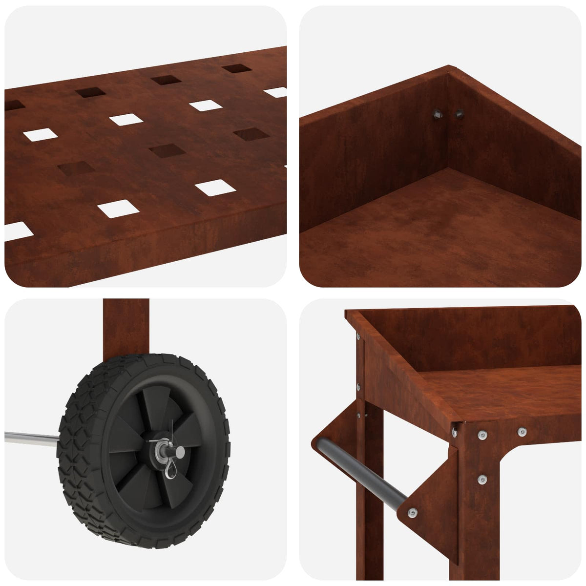 Τραπέζι Φυτεύσεων με Ρόδες Σκ rusty 96 x 50 x 89 εκ.