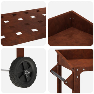 Τραπέζι Φυτεύσεων με Ρόδες Σκ rusty 96 x 50 x 89 εκ.