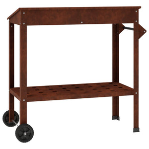 Τραπέζι Φυτεύσεων με Ρόδες Σκ rusty 96 x 50 x 89 εκ.
