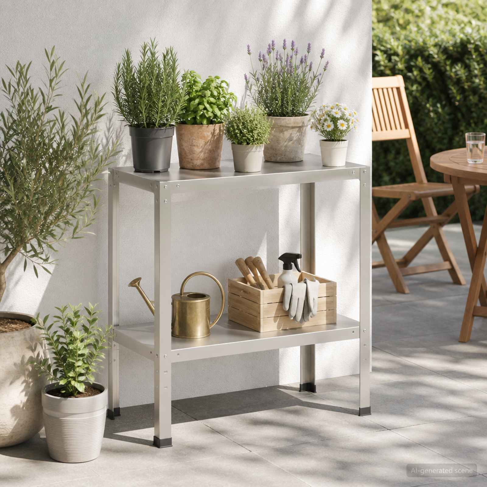 Τραπέζι φύτευσης 100 x 40 x 80 cm Ανοξείδωτο Ατσάλι Ασημί