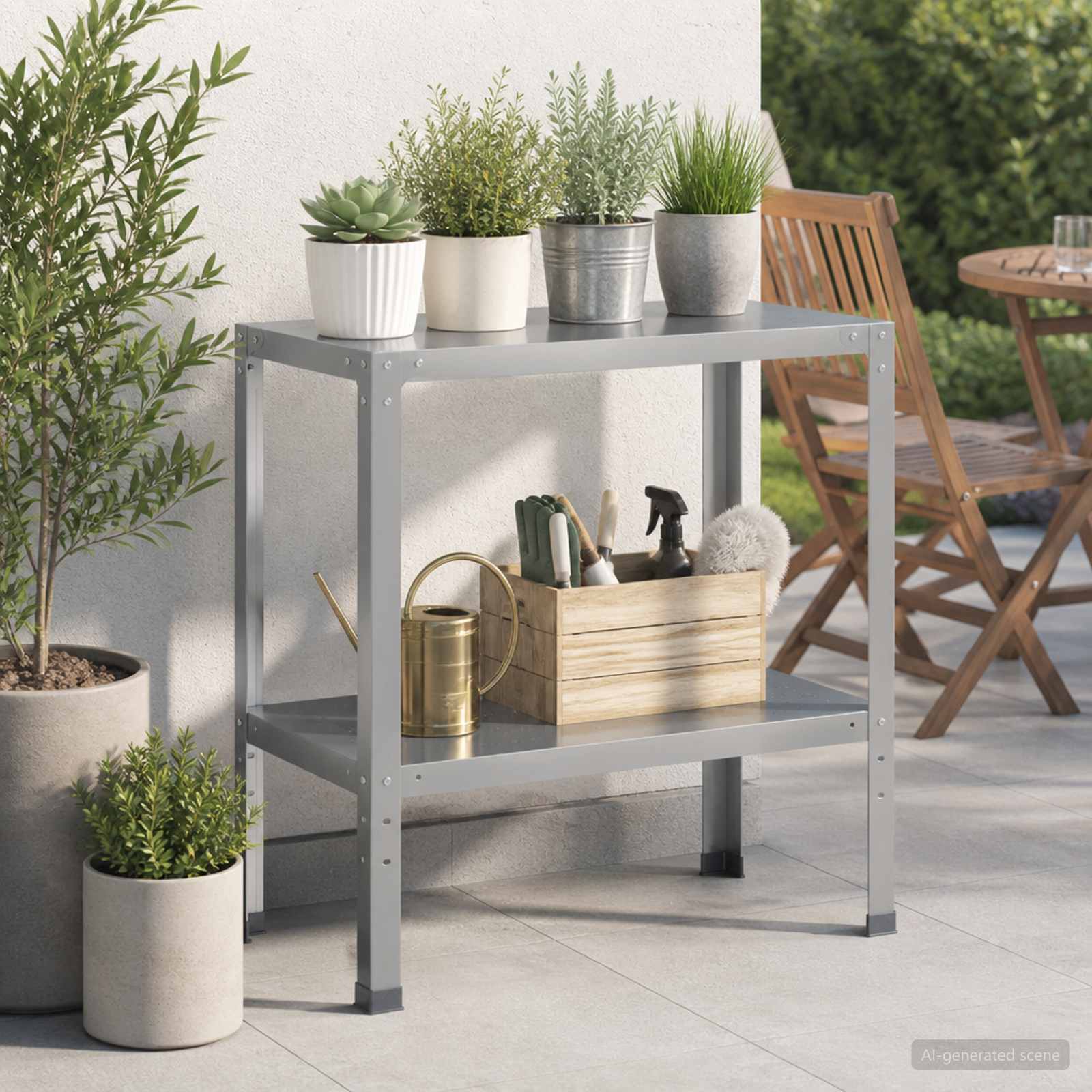 Τραπέζι φύτευσης 100 x 40 x 80 cm Γαλβανισμένος Χάλυβας Ασημί - Pakobazaar