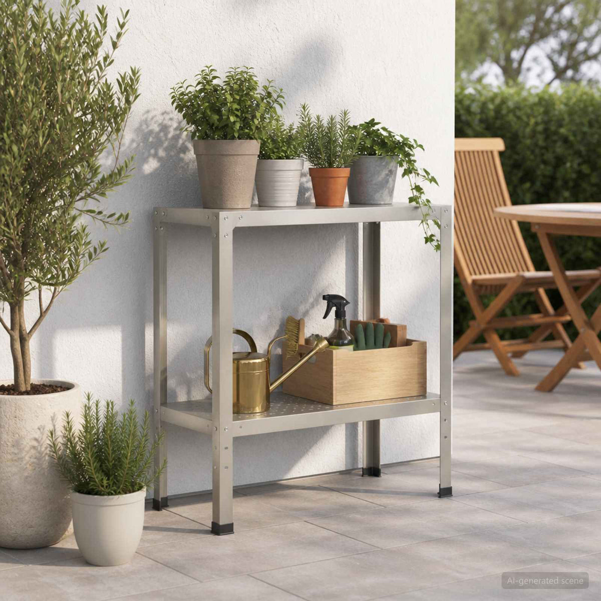 Τραπέζι φύτευσης 80 x 40 x 80 cm Ανοξείδωτο Ατσάλι Ασημί - Pakobazaar