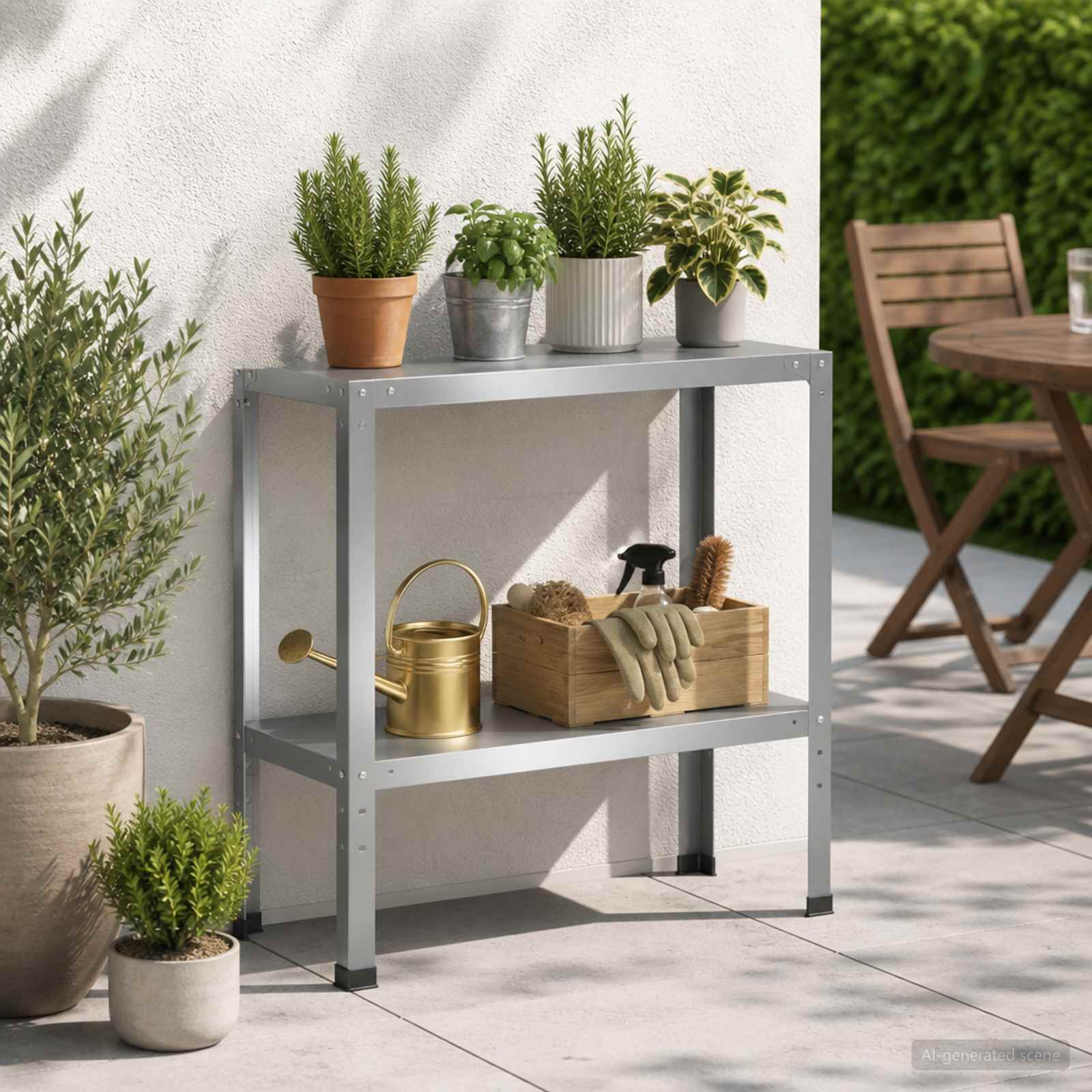 Τραπέζι φύτευσης 80 x 40 x 80 cm Γαλβανισμένος Χάλυβας Ασημί