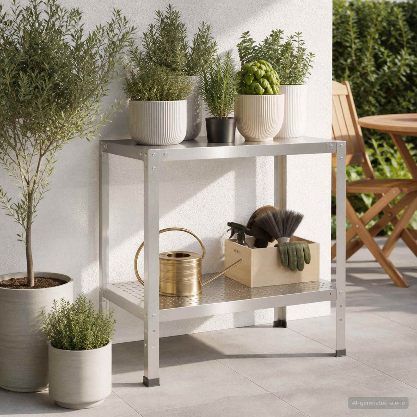 Τραπέζι φύτευσης 80 x 50 x 80 cm Ανοξείδωτο Ατσάλι Ασημί