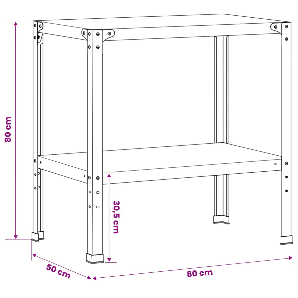 Τραπέζι φύτευσης 80 x 50 x 80 cm Ανοξείδωτο Ατσάλι Ασημί
