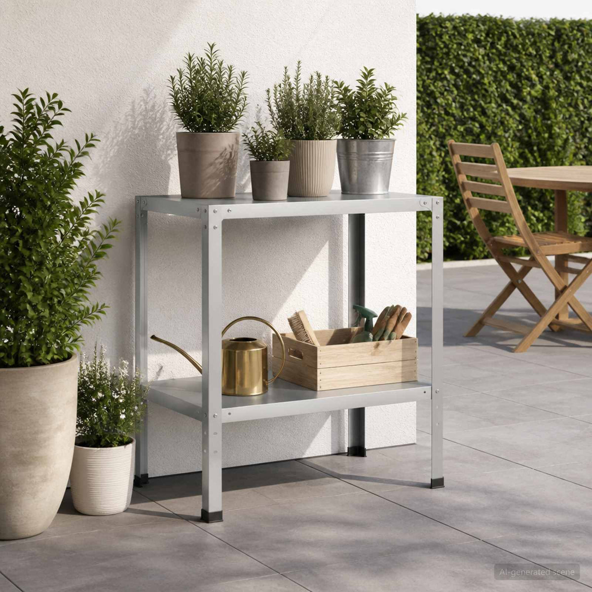 Τραπέζι φύτευσης 80 x 50 x 80 cm Γαλβανισμένος Χάλυβας Ασημί - Pakobazaar