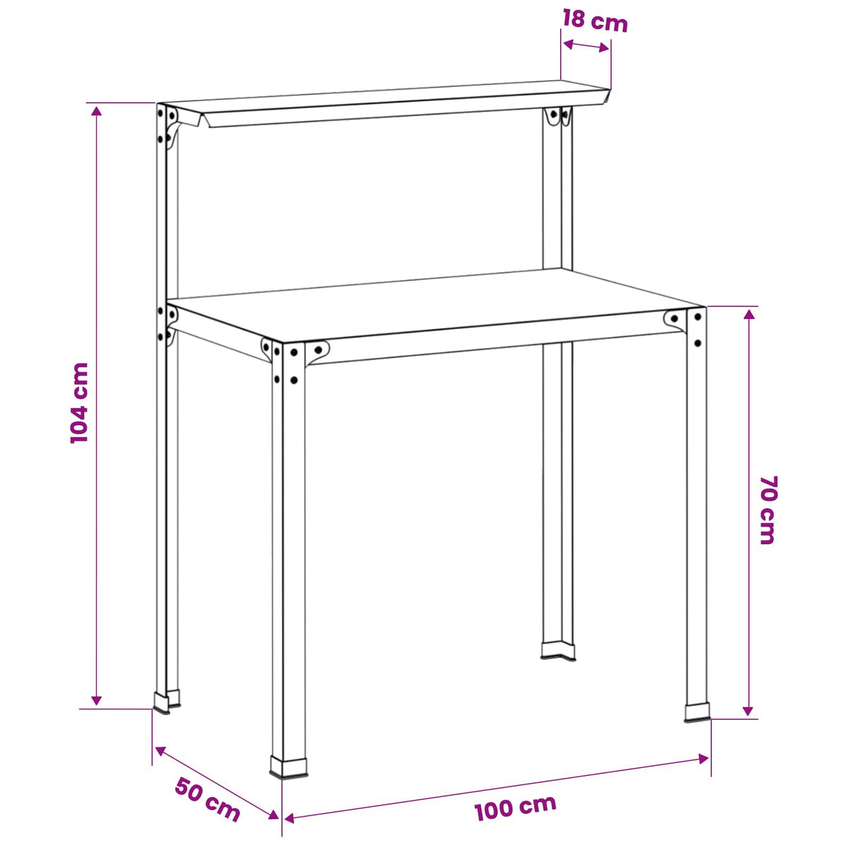 Τραπέζι φύτευσης 100 x 50 x 104 cm Χάλυβας με επίστρωση πούδρας - Pakobazaar