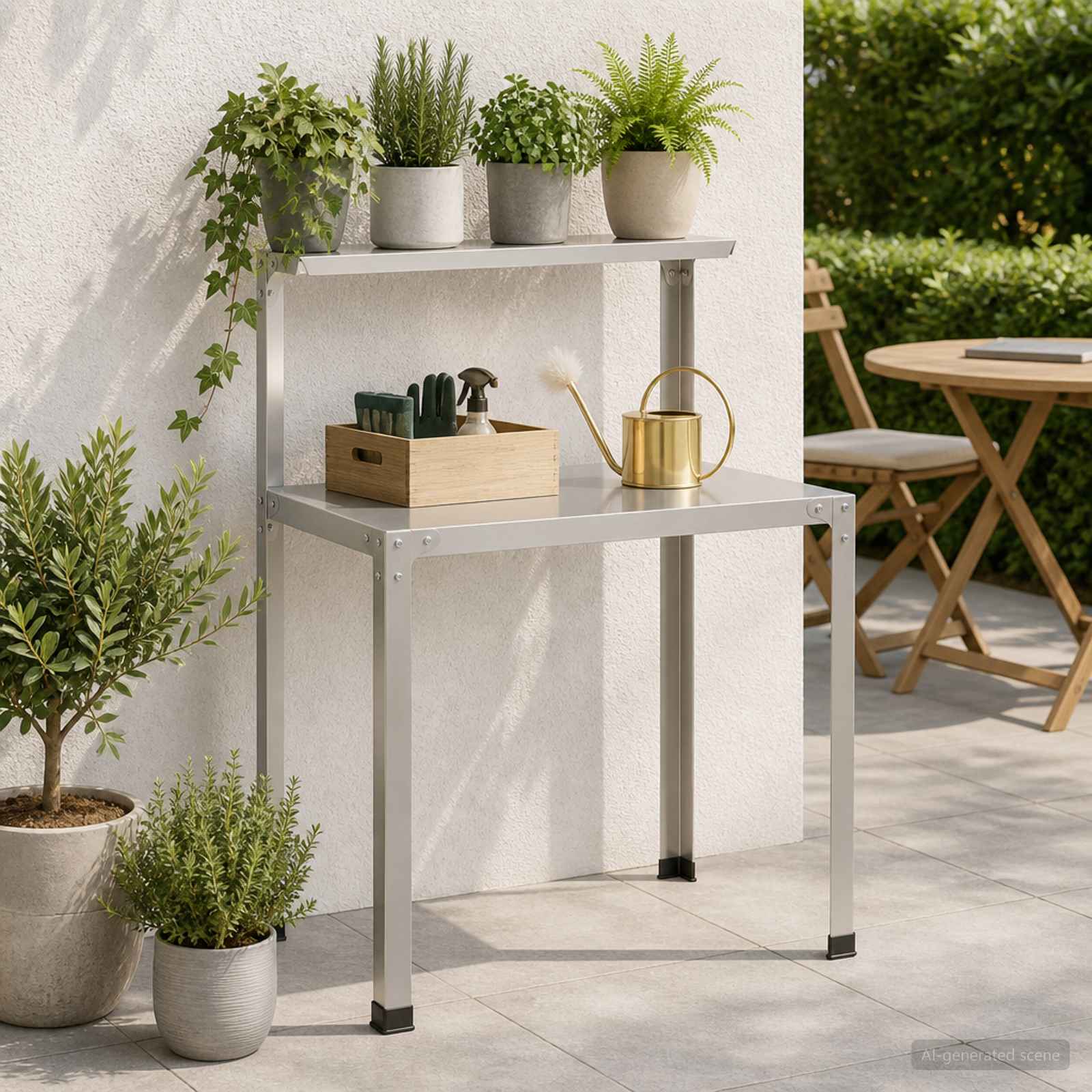Τραπέζι φύτευσης 100 x 50 x 104 cm Ανοξείδωτο Ατσάλι Ασημί
