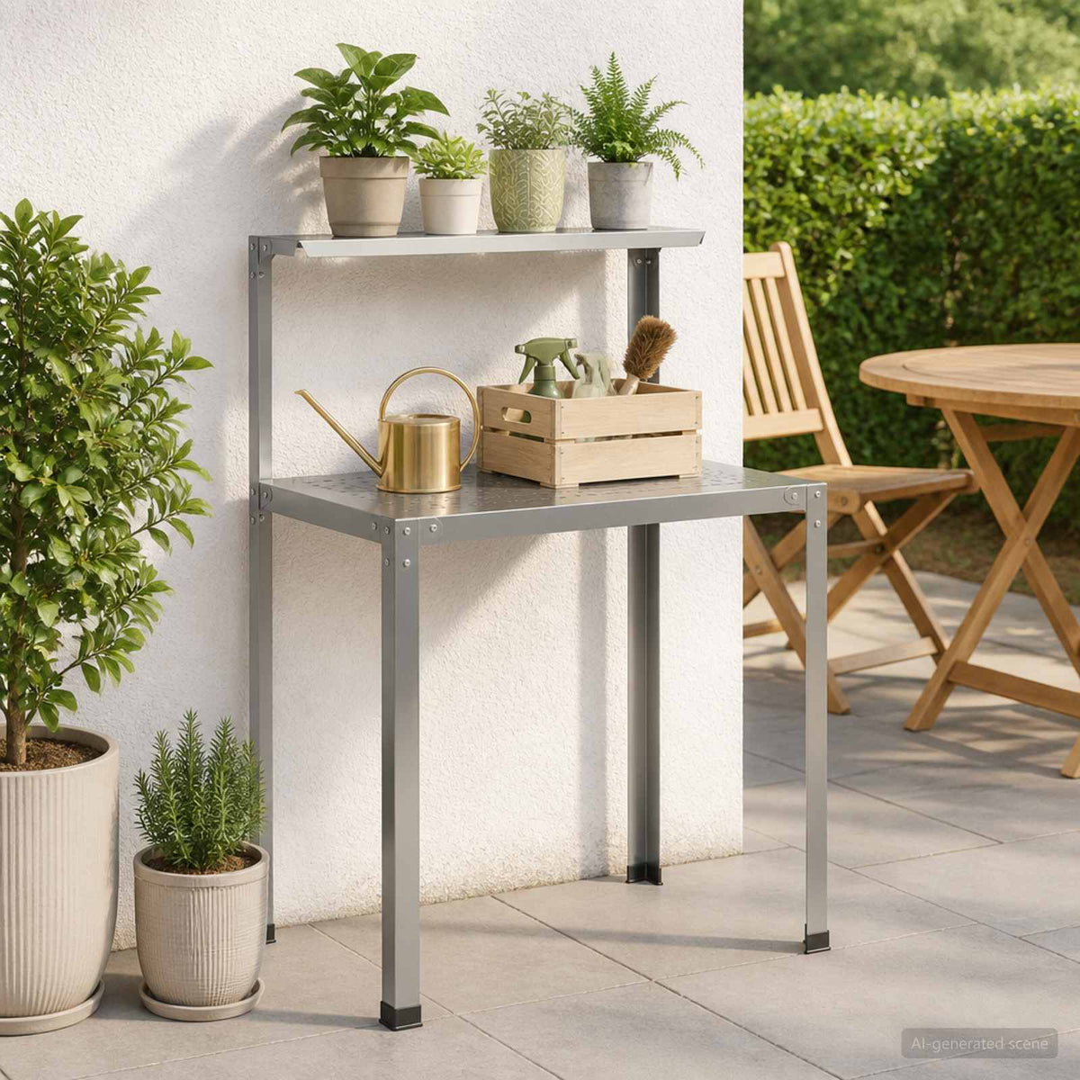 Τραπέζι φύτευσης 100 x 50 x 104 cm Γαλβανισμένος Χάλυβας Ασημί
