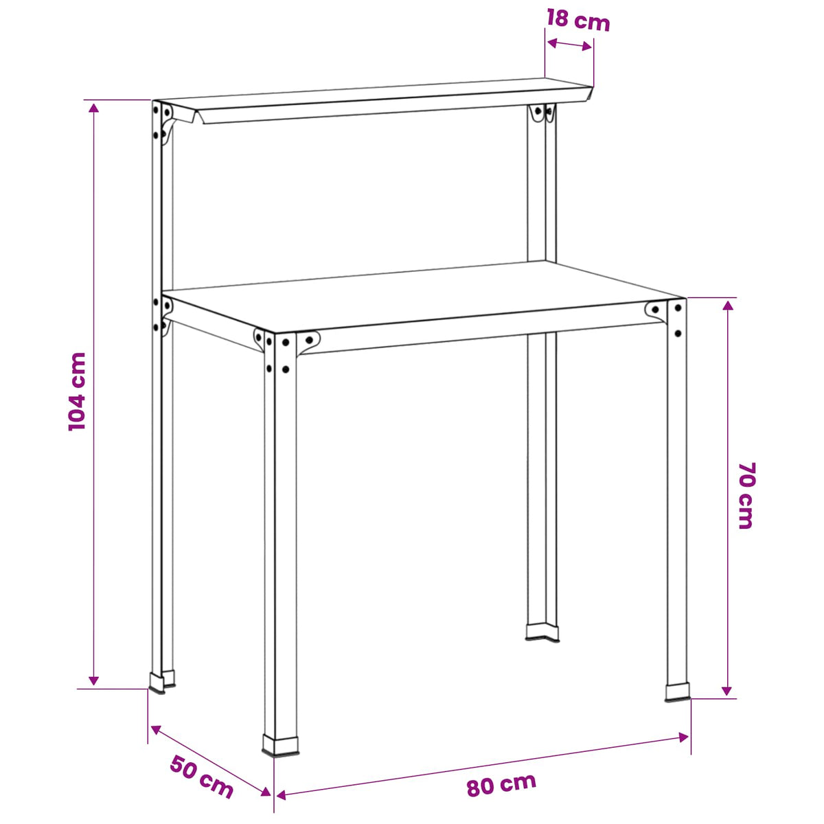 Τραπέζι φύτευσης 80 x 50 x 104 cm Χάλυβας με επίστρωση πούδρας