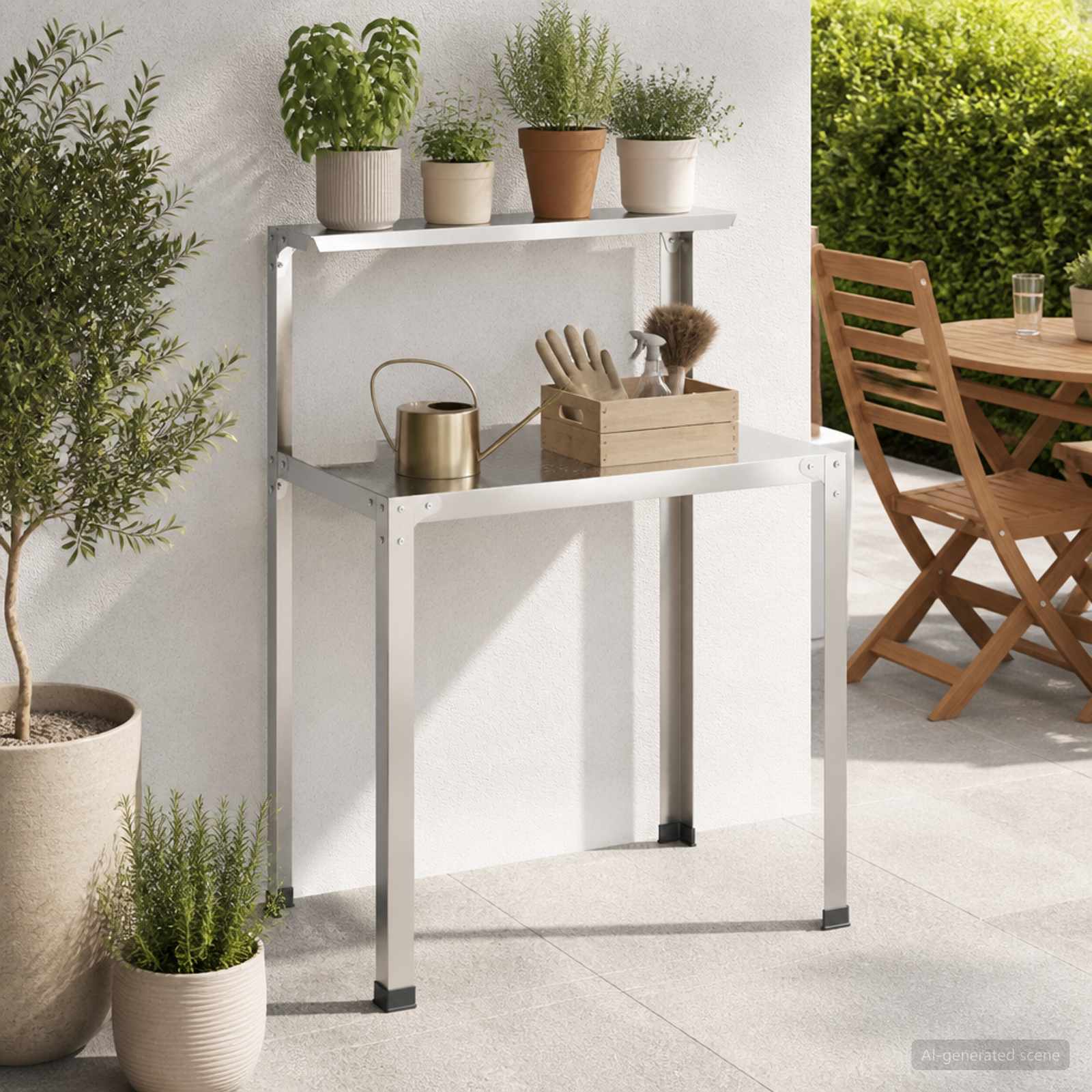 Τραπέζι φύτευσης 80 x 50 x 104 cm Ανοξείδωτο Ατσάλι Ασημί - Pakobazaar