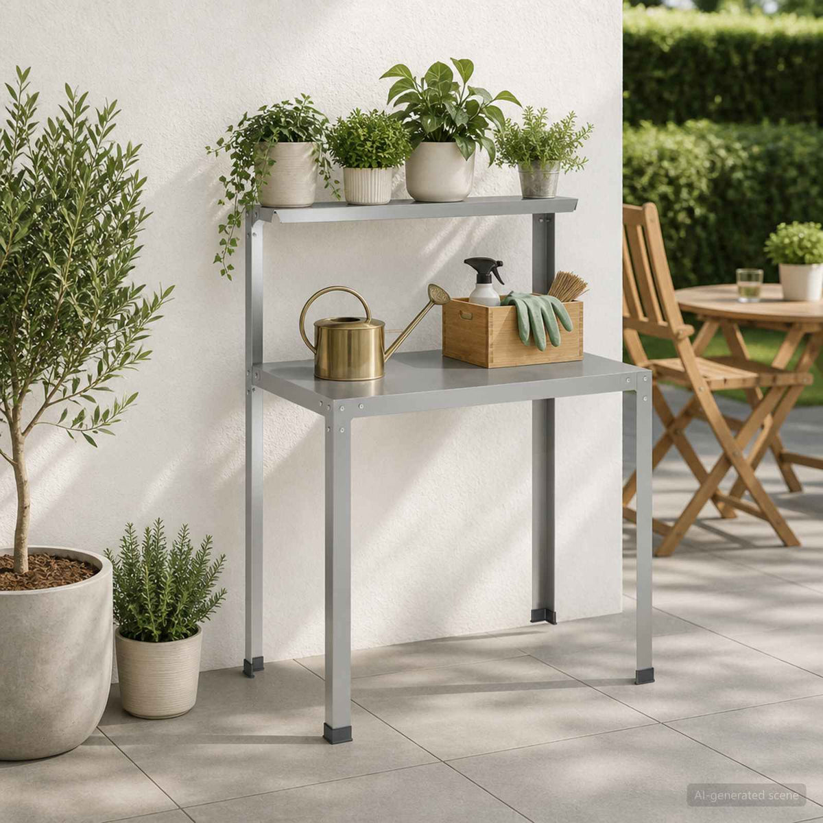 Τραπέζι φύτευσης 80 x 50 x 104 cm Γαλβανισμένος Χάλυβας Ασημί
