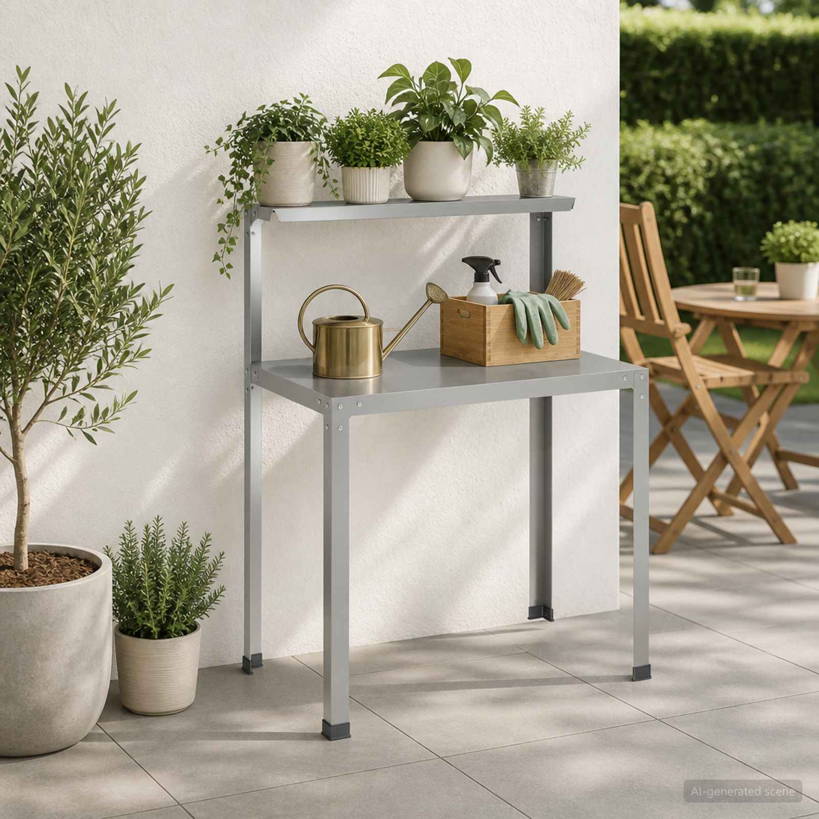 Τραπέζι φύτευσης 80 x 50 x 104 cm Γαλβανισμένος Χάλυβας Ασημί