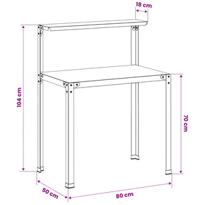 Τραπέζι φύτευσης 80 x 50 x 104 cm Γαλβανισμένος Χάλυβας Ασημί