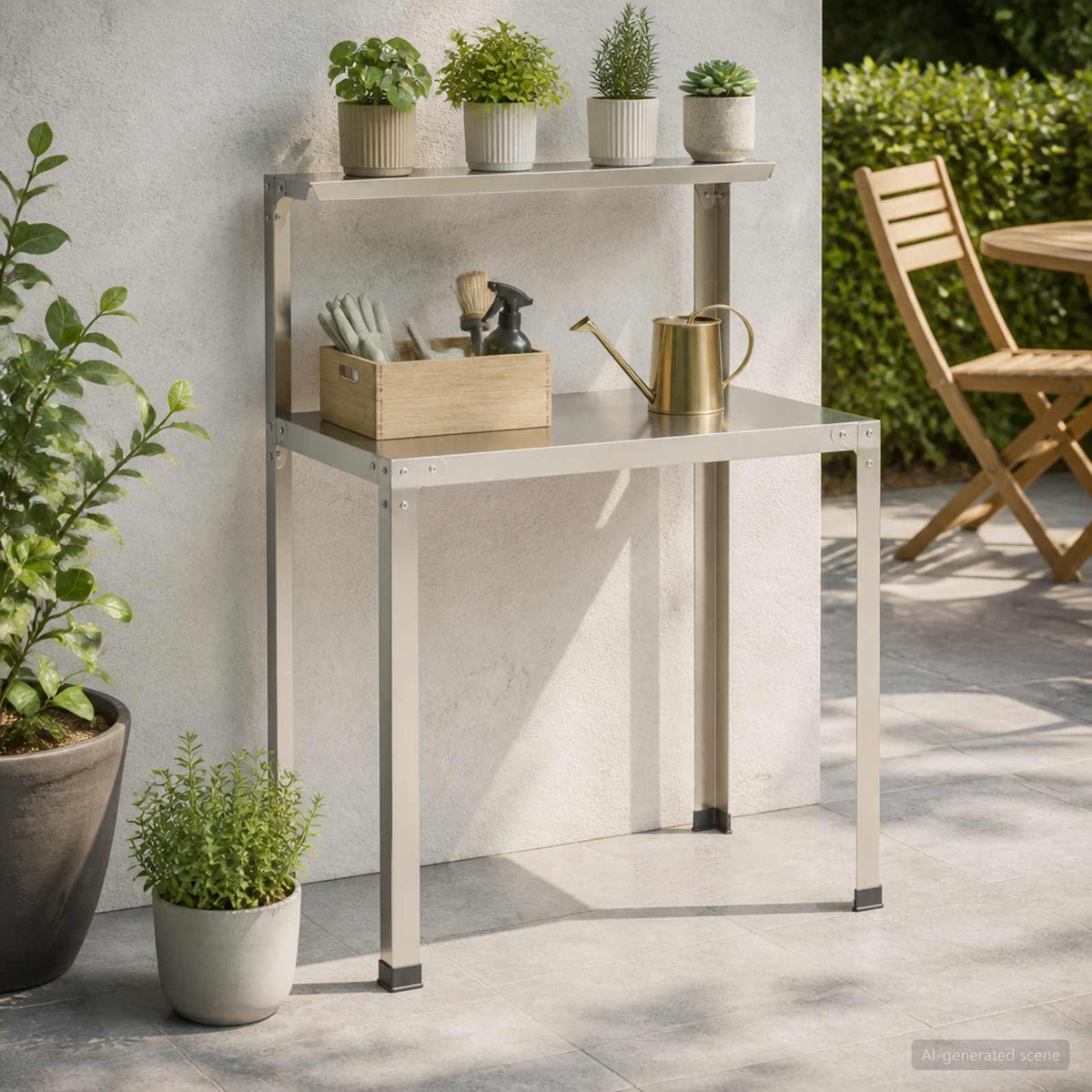 Τραπέζι φύτευσης 60 x 50 x 104 cm Ανοξείδωτο Ατσάλι Ασημί - Pakobazaar