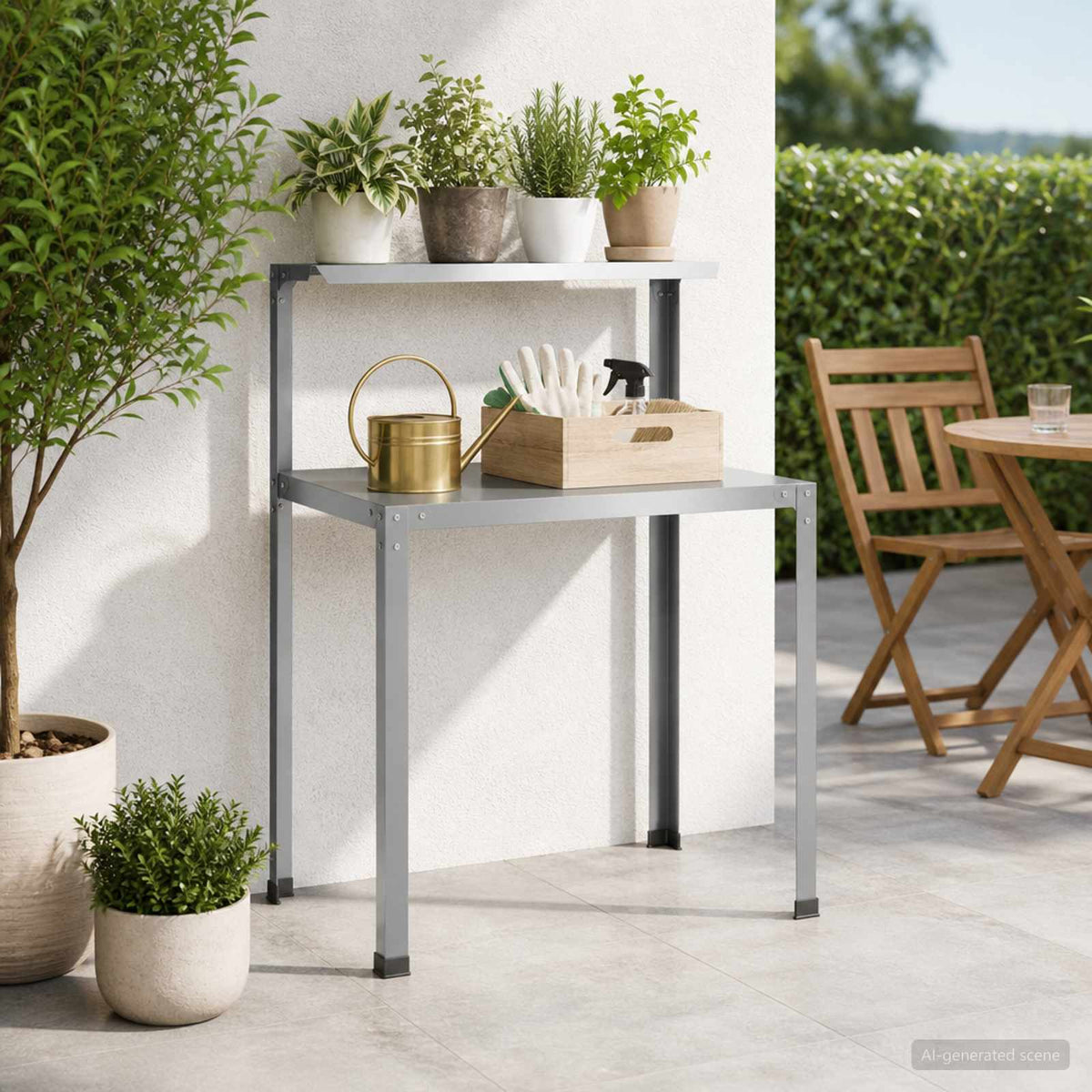 Τραπέζι φύτευσης 60 x 50 x 104 cm Γαλβανισμένος Χάλυβας Ασημί