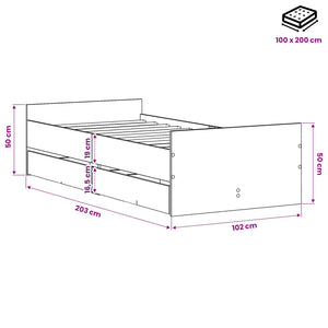 Σκελετός Κρεβατιού Μαύρη Δρυς 100 x 200 cm Επεξεργασμένο Ξύλο - Pakobazaar