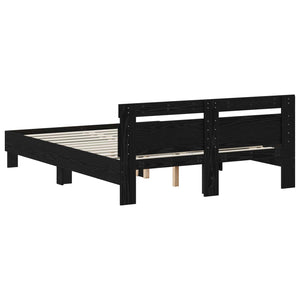 Σκελετός Κρεβατιού Μαύρη Δρυς 135 x 190 cm Επεξεργασμένο ξύλο - Pakobazaar