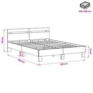 Σκελετός Κρεβατιού Μαύρη Δρυς 120 x 190 cm Επεξεργασμένο ξύλο - Pakobazaar