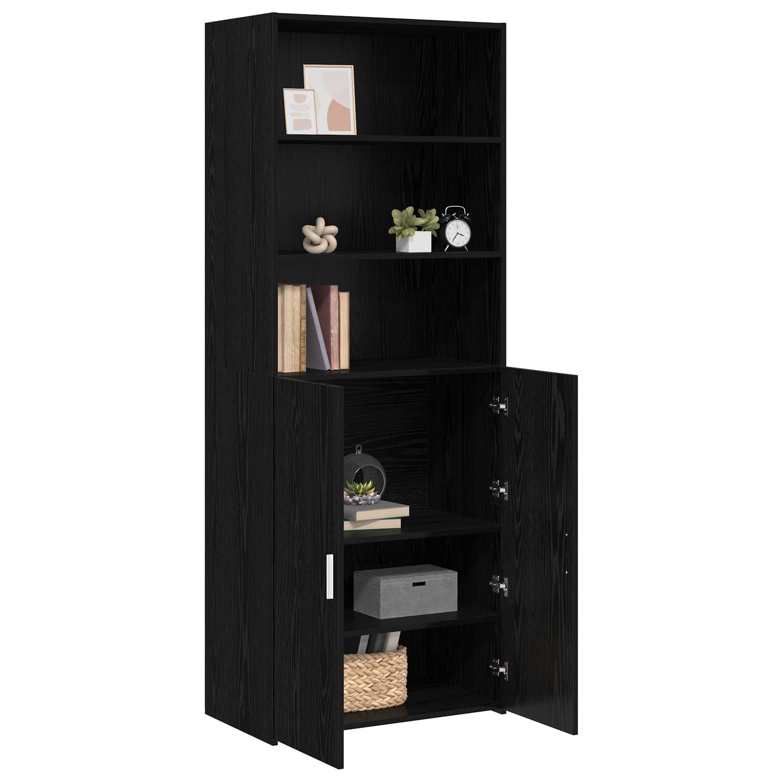 Highboard Μαύρη Δρυς 70 x 42,5 x 185 εκ Επεξεργασμένο Ξύλο