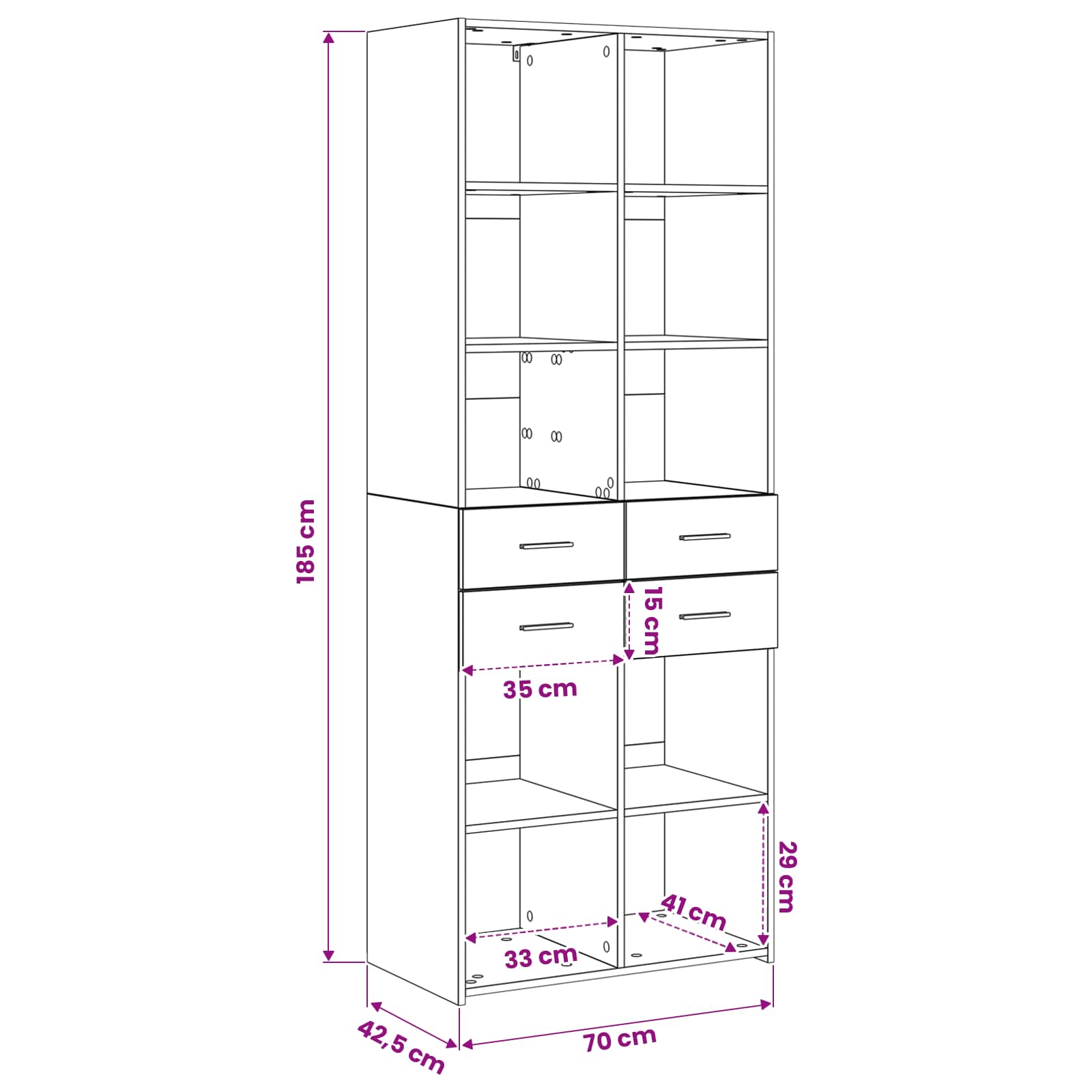 Βιβλιοθήκη Παλαιωμένο ξύλο 30 x 42.4 x 185.2 εκ. - Pakobazaar