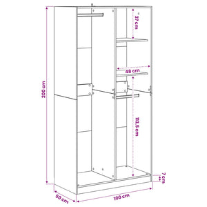Ντουλάπι Μαύρη δρυς 100 x 50 x 200 cm Επεξεργασμένο ξύλο - Pakobazaar