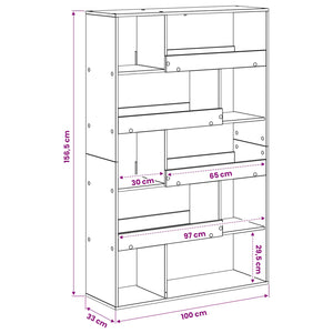 Ράφι βιβλίων Μαύρη δρυς 100 x 33 x 156,5 εκ Επεξεργασμένο ξύλο - Pakobazaar