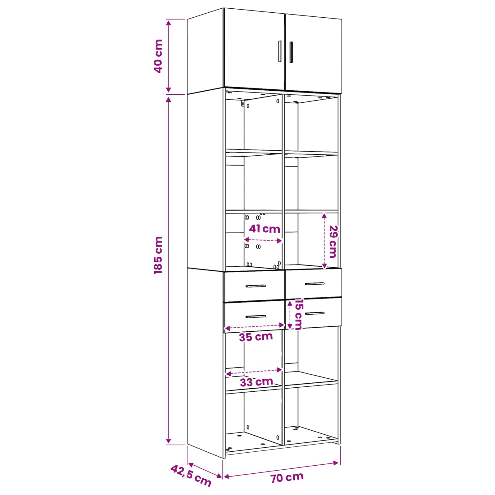Ντουλάπα Αποθήκευσης με Ράφια Artisan Δρυς 70 x 42,5 x 225 εκ - Pakobazaar