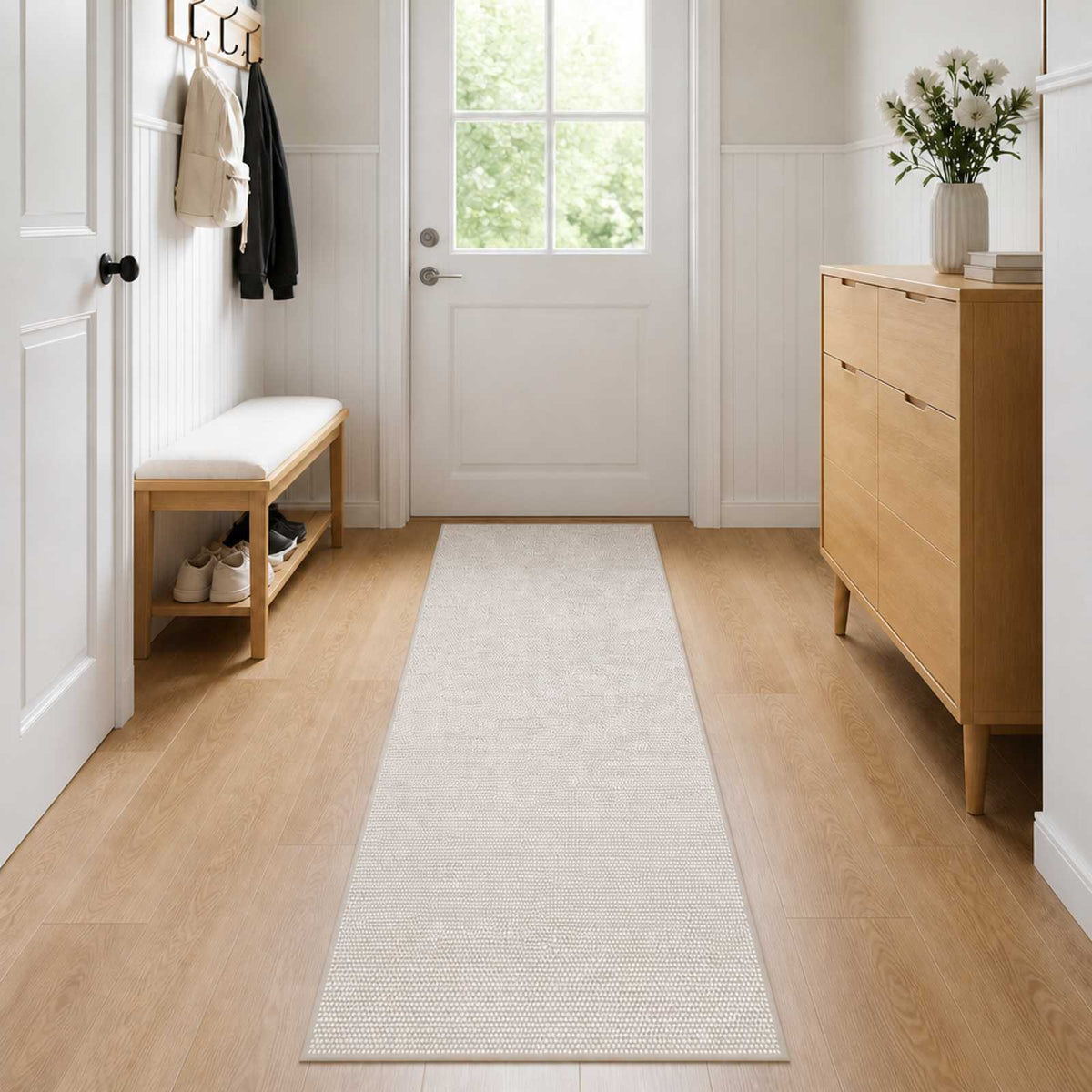 Χαλί Κρεμ 100 x 300 cm 100% Πολυεστέρας 3 mm Πλένεται