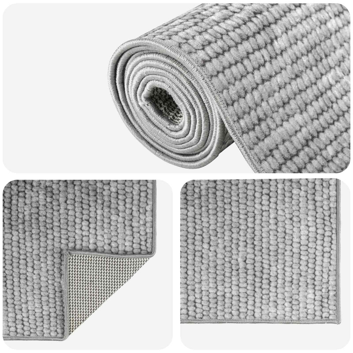 Χαλί Γκρι 100 x 200 cm 100% Πολυεστέρας 3 mm Πλένεται