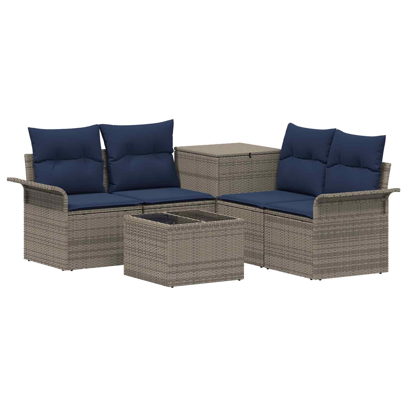 Σετ Καναπέ 6 pcs 4-Αριθμός καθισμάτων Γκρι και Navy Blue - Pakobazaar