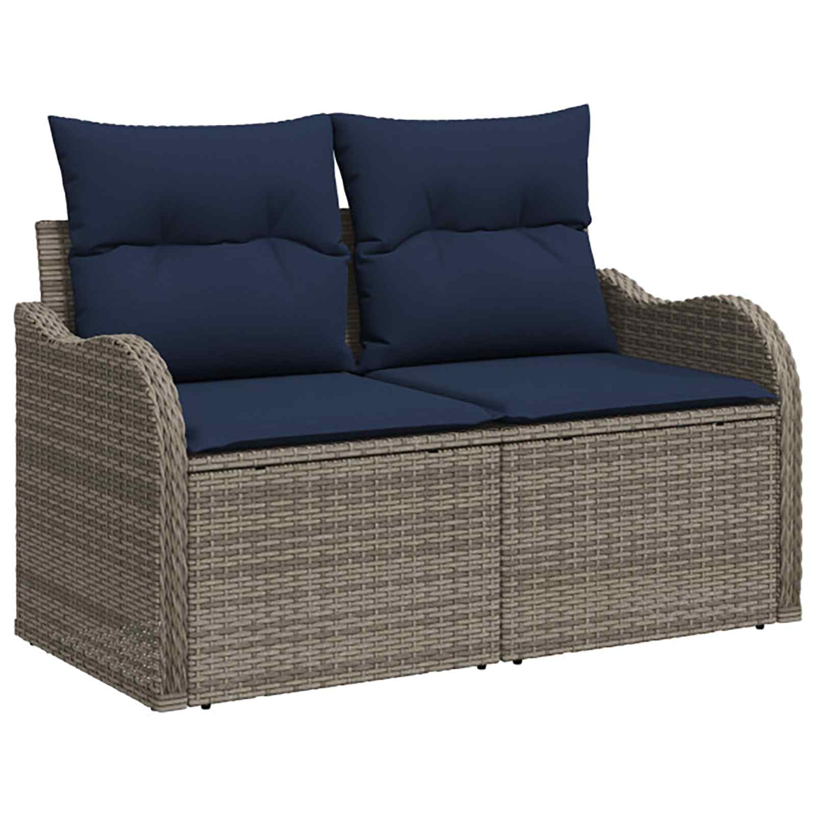 Σετ Καναπέ 6 τμχ. Γκρι και Navy Blue Πολυ-ρακί και Χάλυβας