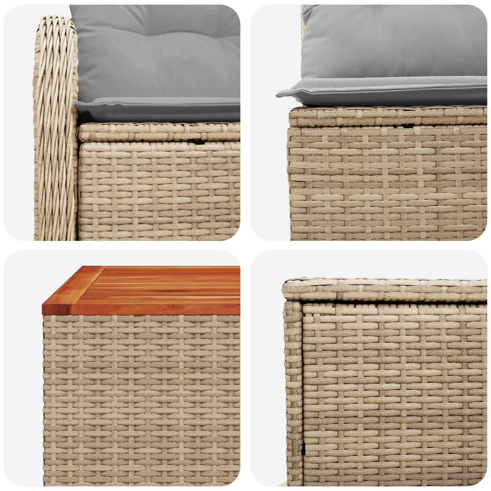 Σετ Καναπέ 6 τμχ. Μπέζ και Ανοιχτό Γκρι Πολυ-ρακί και Χάλυβας