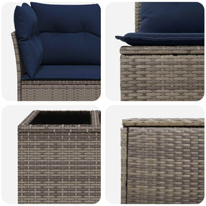 Σετ Καναπέ 6 τμχ. Γκρι και Navy Blue Πολυ-ρακί και Χάλυβας