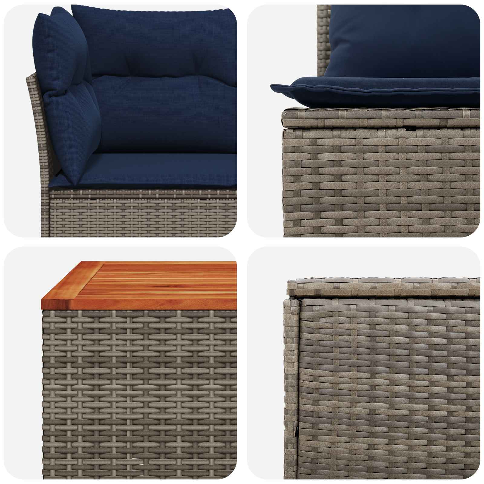 Σετ Καναπέ 6 τμχ. Γκρι και Navy Blue Πολυ-ρακί και Χάλυβας - Pakobazaar