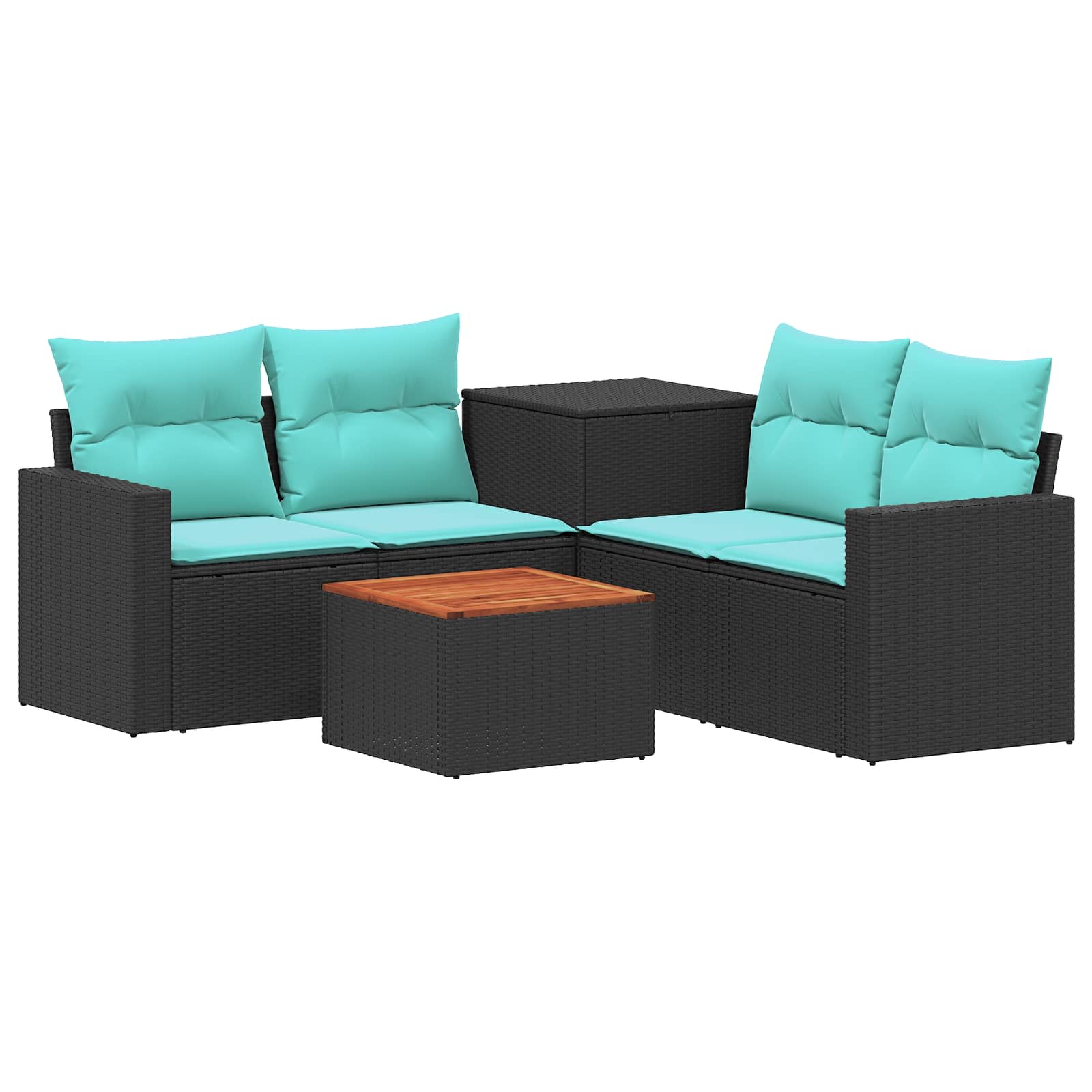 Σετ Καναπέ 6 τμχ. Μαύρο και μπλε Πολυ-ρακί και Χάλυβας