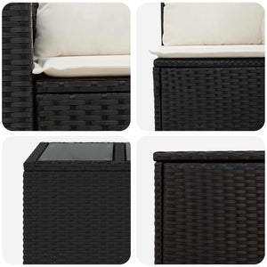Σετ Καναπέ 6 τμχ. Μαύρο και Κρεμ Λευκό Πολυ-ρακί και Χάλυβας - Pakobazaar
