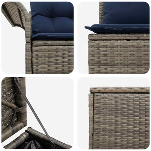 Σετ Καναπέ 5 τμχ. Γκρι και Navy Blue Πολυ-ρακί και Χάλυβας