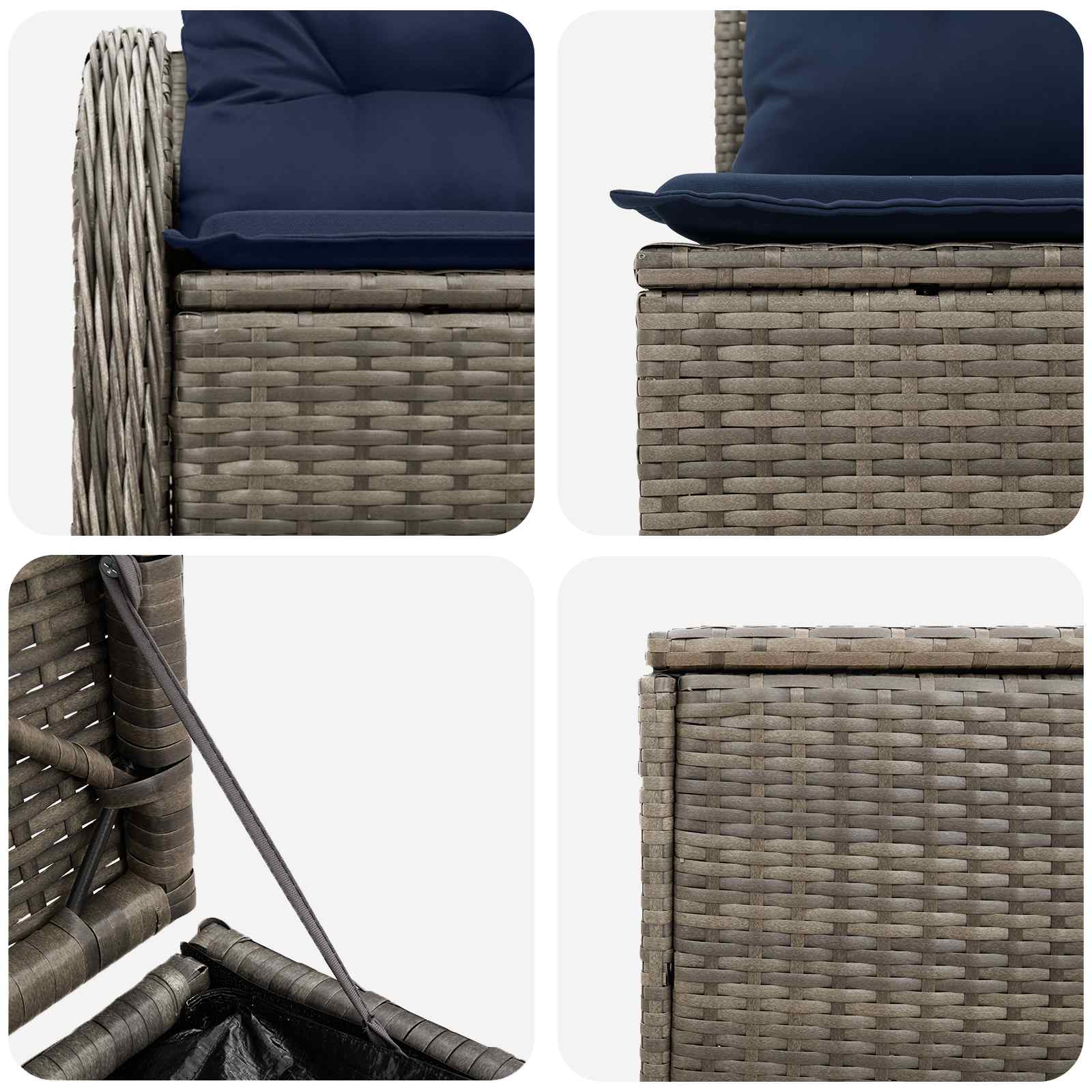 Σετ Καναπέ 5 τμχ. Γκρι και Navy Blue Πολυ-ρακί και Χάλυβας - Pakobazaar