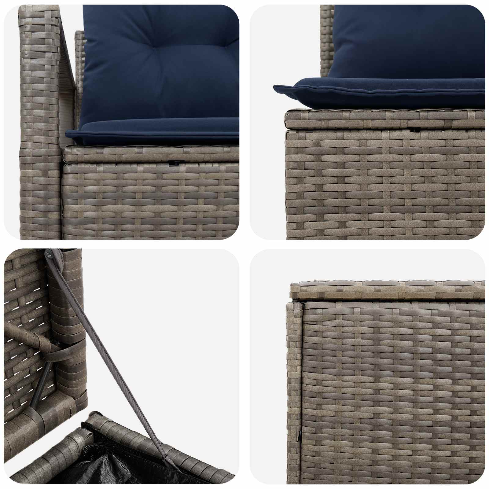 Σετ Καναπέ 5 τμχ. Γκρι και Navy Blue Πολυ-ρακί και Χάλυβας